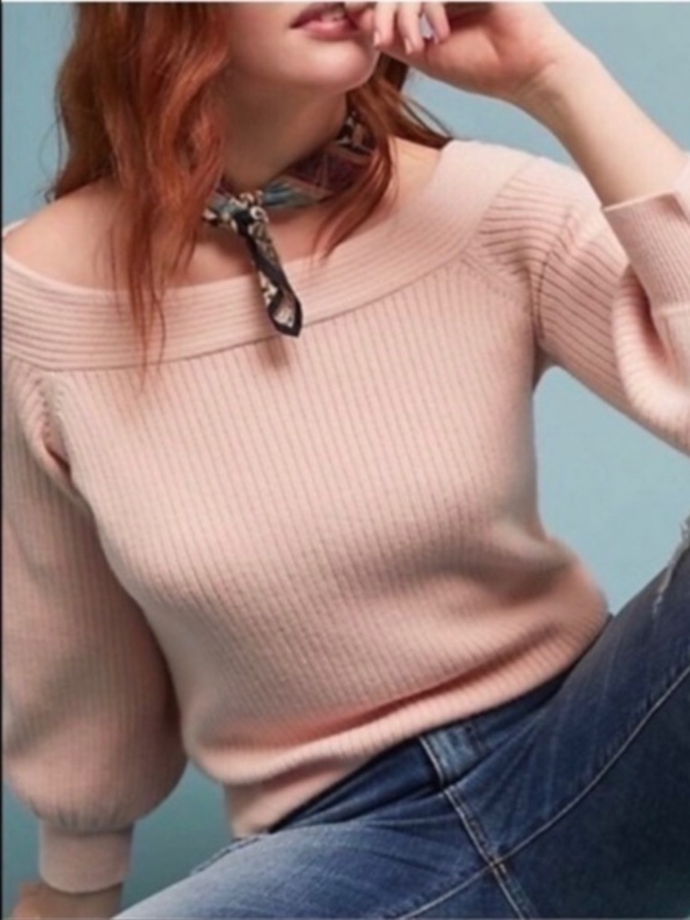 Moth by Anthropologie Off the Shoulder Ribbed Sweater M